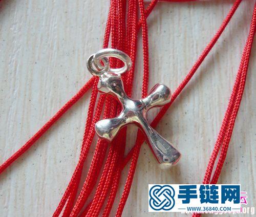 红玛瑙十字架吊坠红绳手链的制作