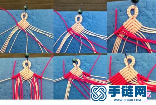 绳编粉色海洋风贝壳手链的制作图解