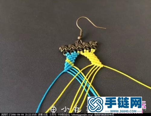 中国结编织双色复古蜡线耳坠教程
