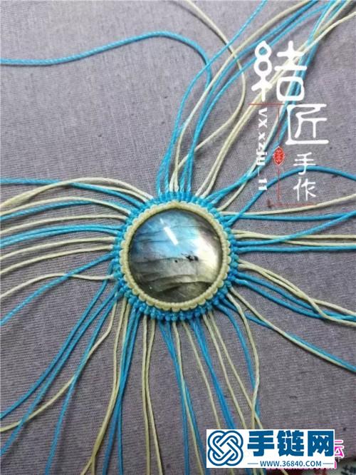 中国结编织向阳花胸针方法图解（项链坠）