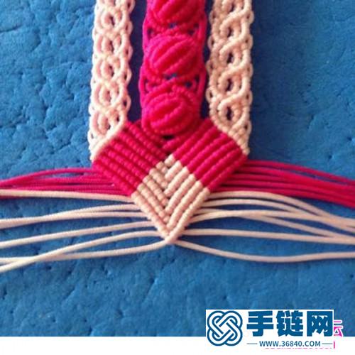 绳编粉色海洋风贝壳手链的制作图解