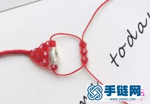 红绳+水晶转运珠戒指的编织教程