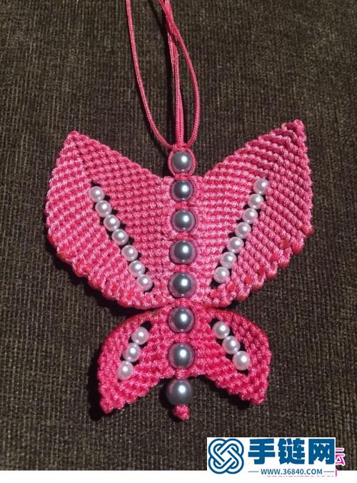 蜡线珍珠蝴蝶挂饰的详细制作教程