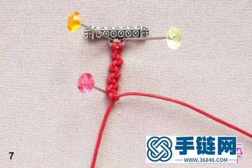 中国结编织红色波浪串珠手链教程