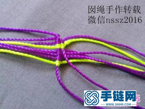 中国结编织菱形格子图案的手绳教程