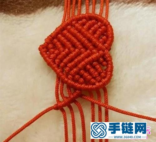 中国结编织十里桃花爱心红绳手链教程