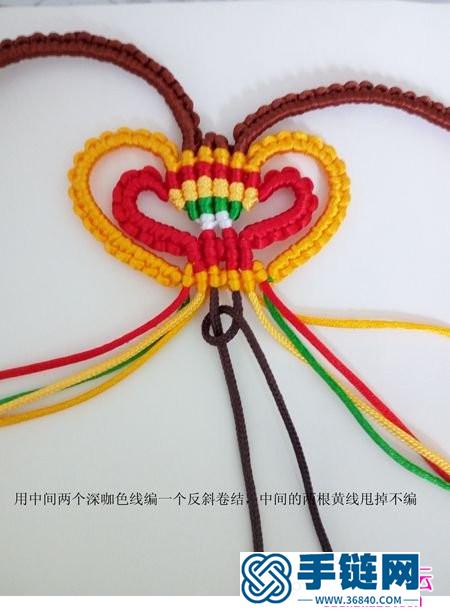 用绳编出来的心形猴子脸挂饰杯垫的方法