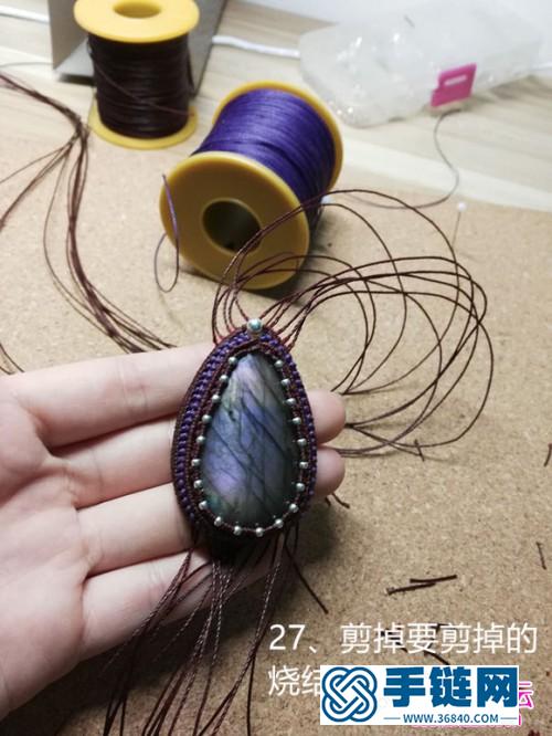 中国结编织蜡线拉长石项链教程