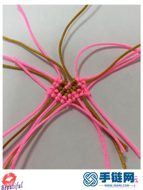 粉色蜡线制作心形奥地利水晶耳环的方法