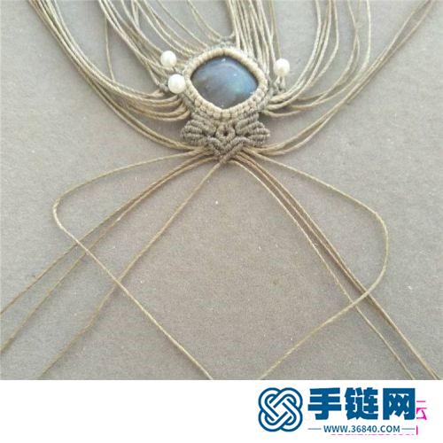 蜡线绳编绫花包石项链的详细编制图解