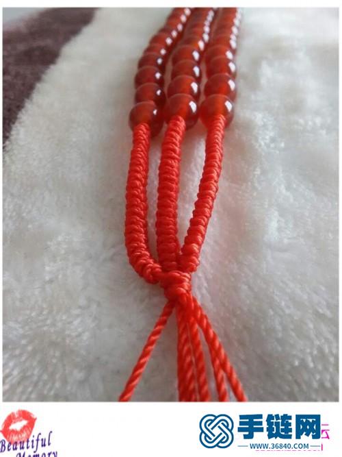 玉线、红玛瑙编手链的方法
