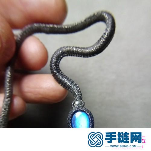 绳编蛇造型包石吊坠的详细制作方法