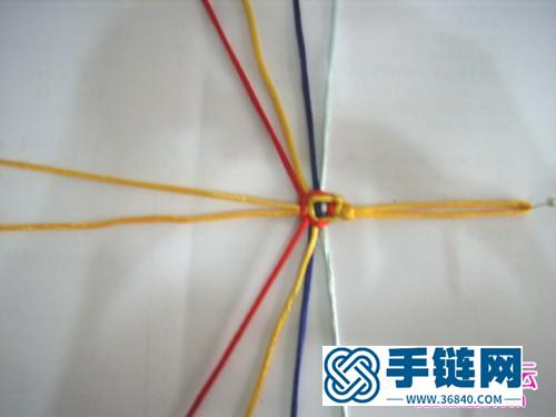 四线渐变平结手绳的制作方法