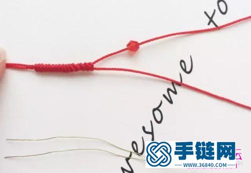 红绳+水晶转运珠戒指的编织教程