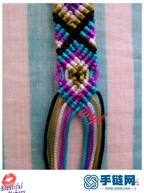 玉线编织彩色异域手环的制作