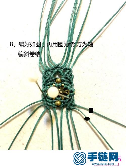 扁蜡线绳编古铜复古小花戒指的详细编制图解