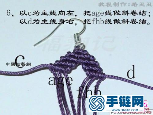简单斜卷结中国结串珠耳环制作教程