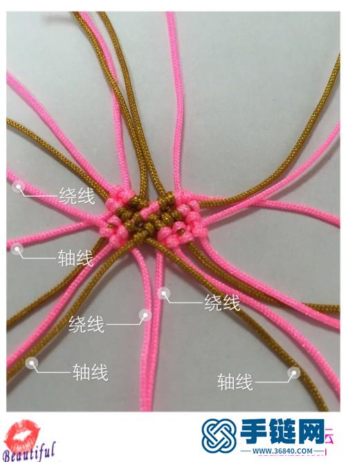 粉色蜡线制作心形奥地利水晶耳环的方法