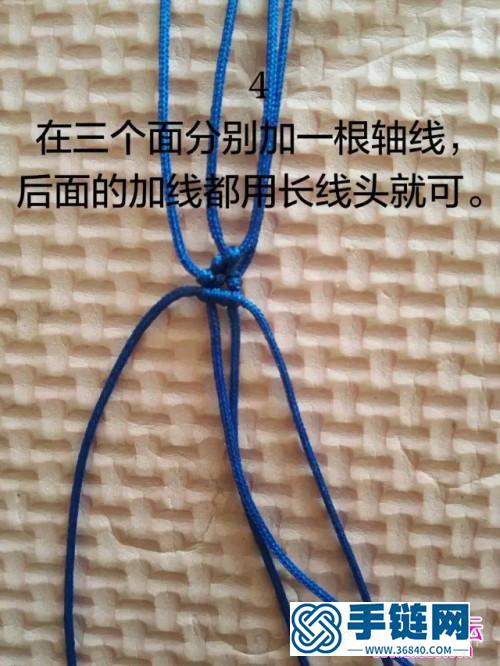 中国结编织三色斜卷结手链教程