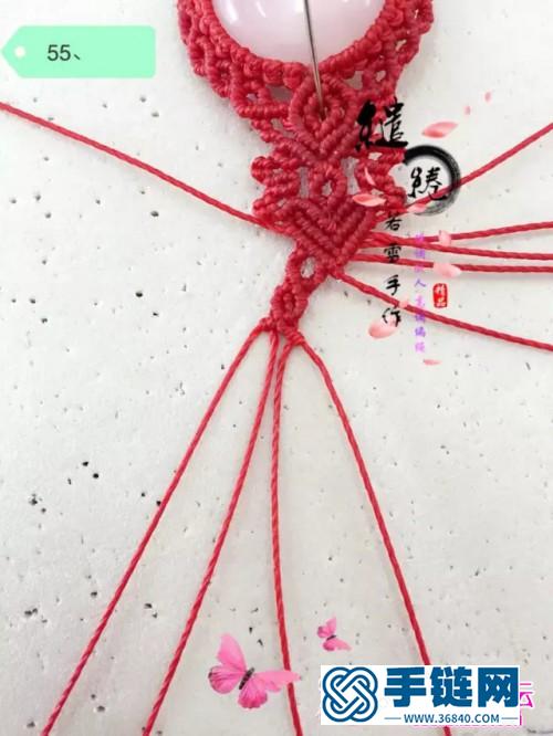 中国结编织粉晶项链方法图解