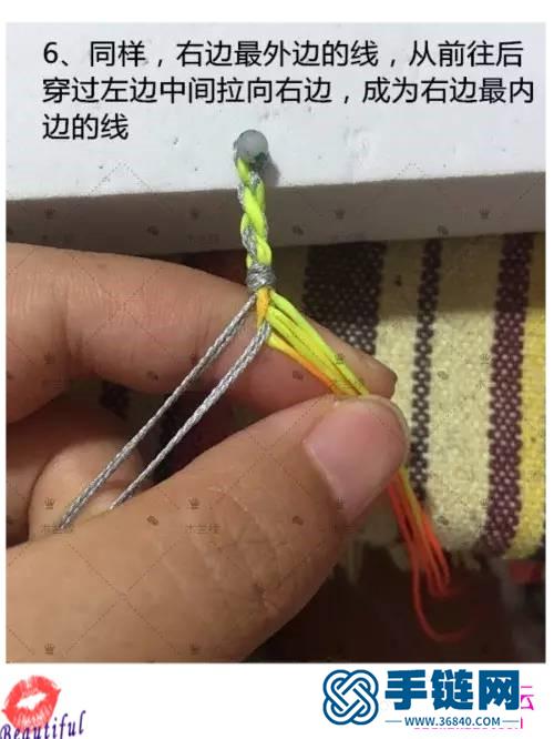 泰国蜡线绳编五彩荧光渐变手绳的制作方法