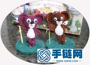 中国结绳编驻拐杖的可爱小老鼠教程