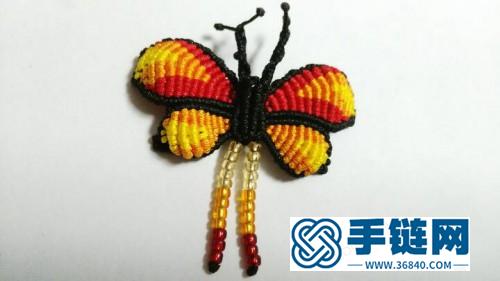 中国结编织制作的赤橙黄双翅蝴蝶图解