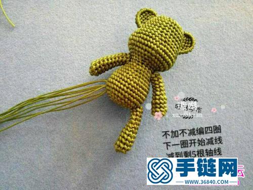 蜡线绳编彩色小熊熊的详细编制图解