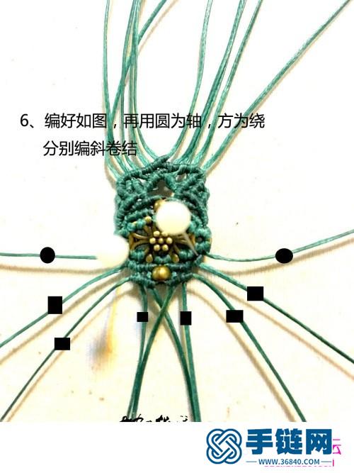 扁蜡线绳编古铜复古小花戒指的详细编制图解