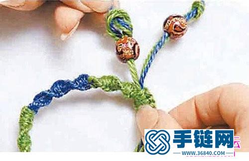 绳编时尚线条螺旋型手链图解