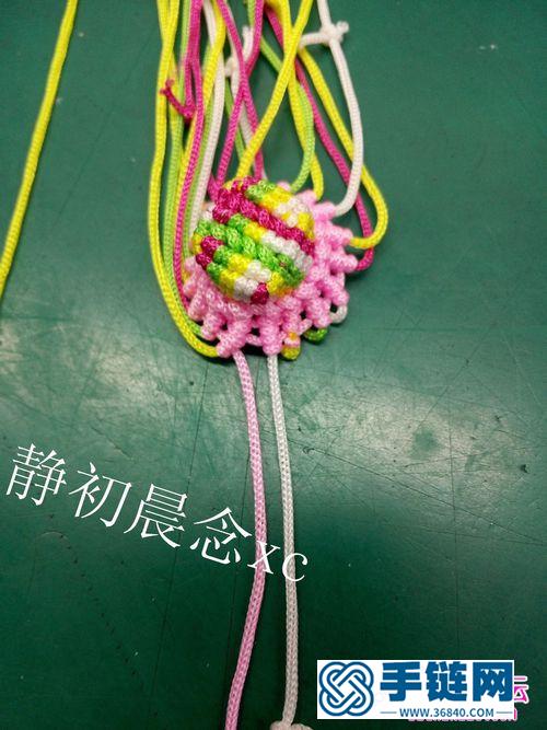 中国结编织的五彩草帽小饰品教程