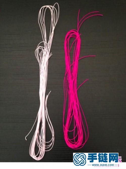 绳编粉色海洋风贝壳手链的制作图解