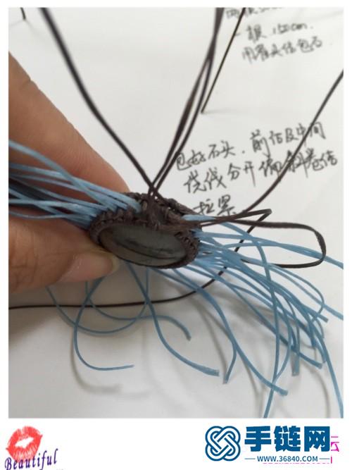 简约款拉长石项链的编织制作