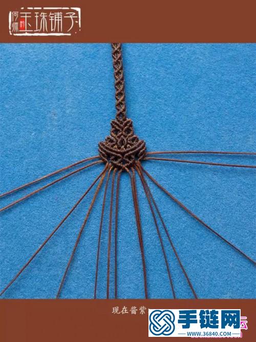 绳编梯形花纹紫韵平安扣项链吊坠的详细编制教程