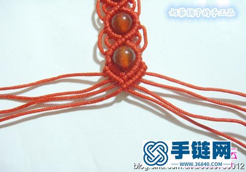 绳+红玛瑙转运手链的编织方法
