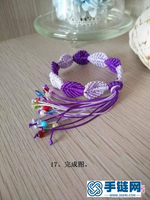 中国结斜卷结编织小树叶手链的方法教程