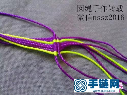 中国结编织菱形格子图案的手绳教程