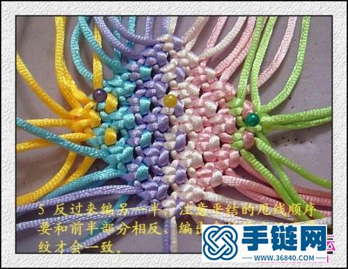 中国结编织制作的花朵方形笔筒教程