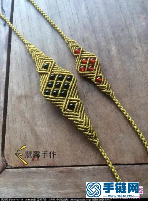 中国结编织珠子情侣手链方法图解