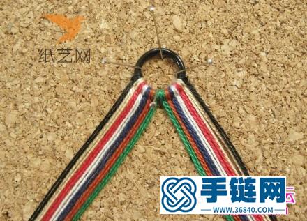 斜卷结编织配色宽版手环教程