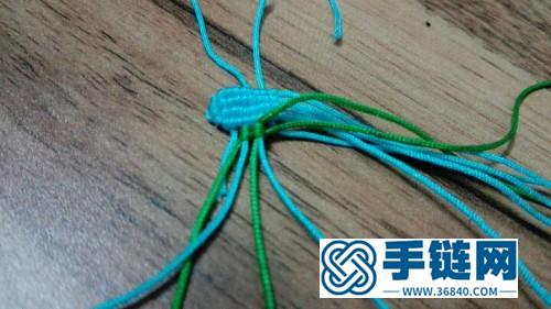中国结编织拼色心型小饰物图解