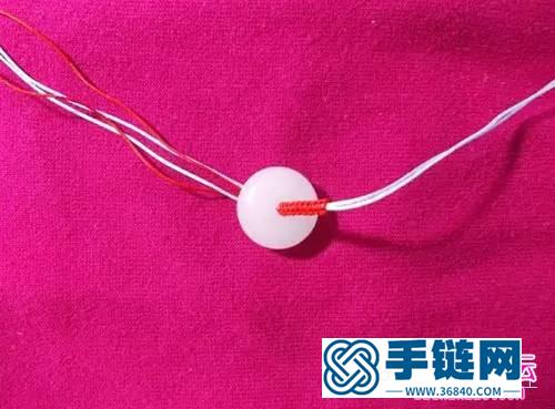 中国结编织红绳白玉扣项链教程