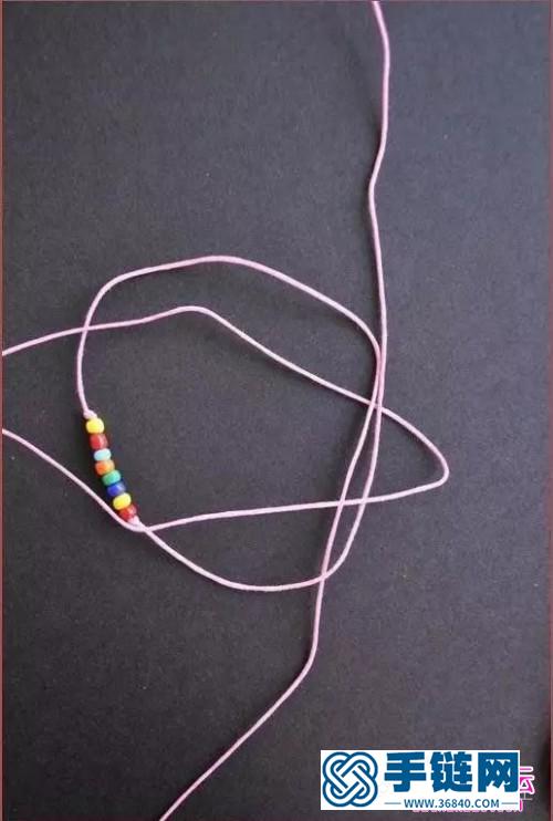 中国结编织的彩色串珠手链步骤图片