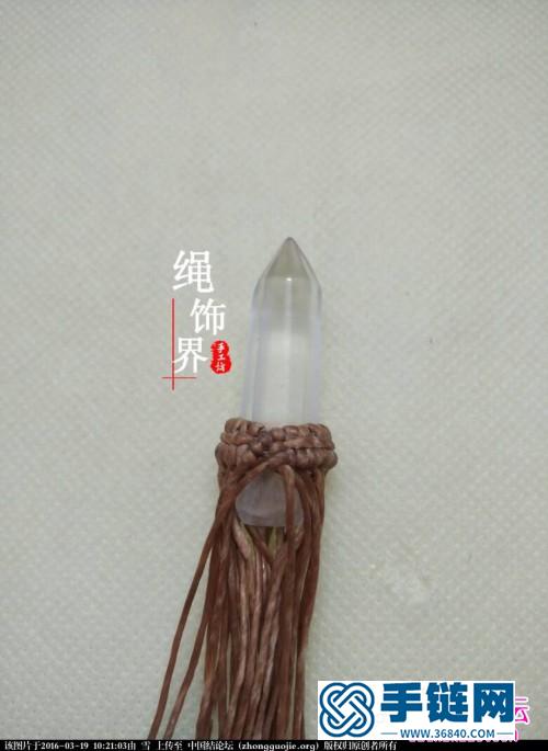 中国结编织青水晶柱包石项链吊坠的方法
