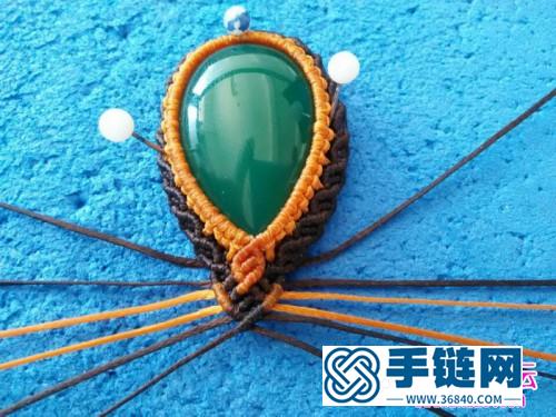 中国结编织包石琵琶吊坠方法图解
