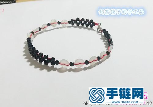 黑碧玺脚链的编织制作方法