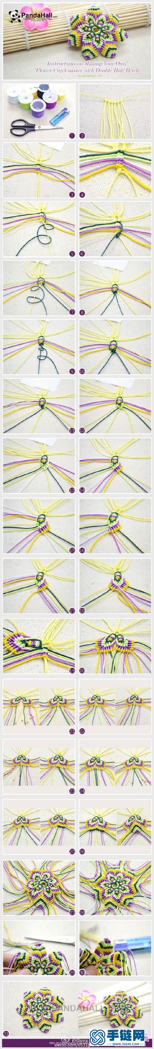 绳编多彩花朵方法图片