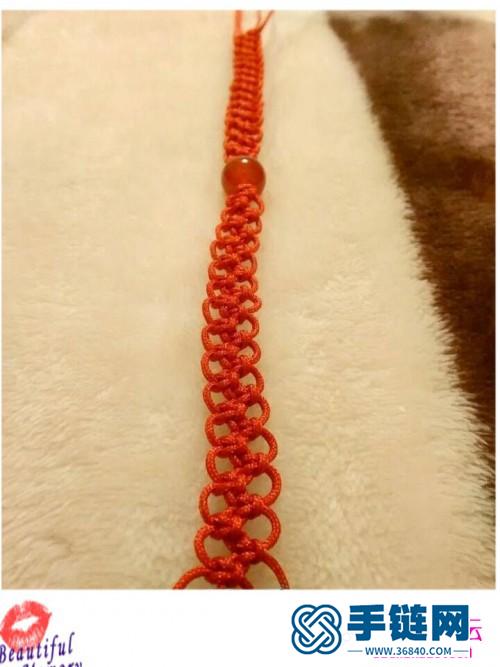 玉线红玛瑙绳编手链的制作方法