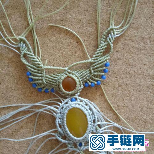 南美蜡线制作的飞翔之羽项链教程