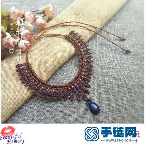波西米亚风复古蜡线串珠女士项链的制作方法